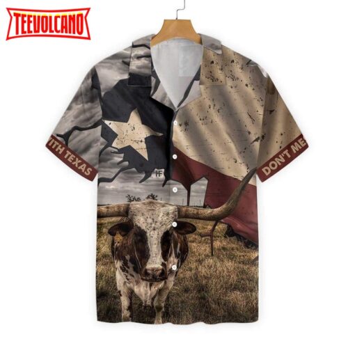 Texas Longhorn With Flag Unisex Hawaiian Shirt