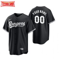Texas Rangers Custom Black White Fashion Replica Jersey