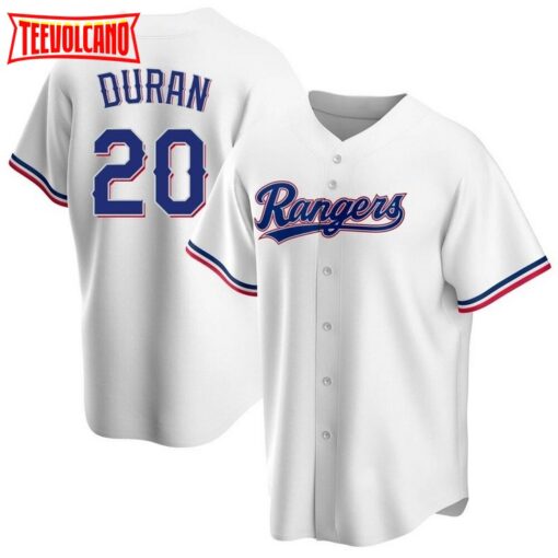 Texas Rangers Ezequiel Duran White Home Replica Jersey