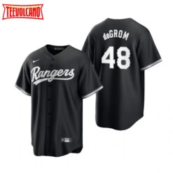 Texas Rangers Jacob deGrom Black White Fashion Replica Jersey