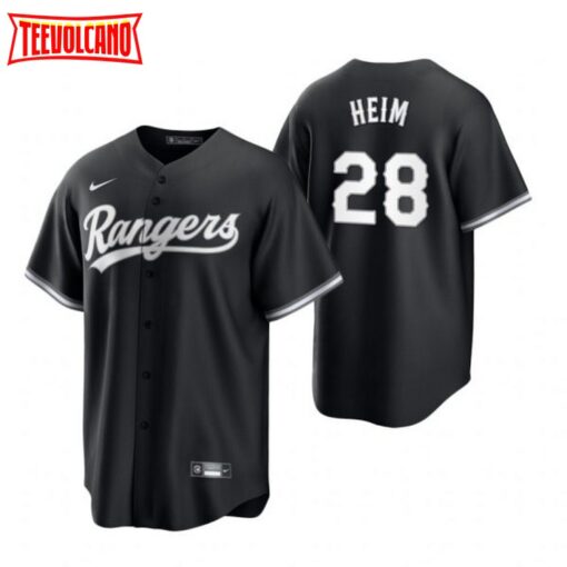 Texas Rangers Jonah Heim Black White Fashion Replica Jersey