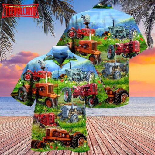 Tractor Real Men Drive Tractors Hawaiian Shirt