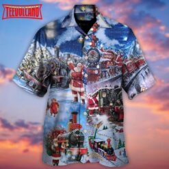 Train Christmas Santa And Train Happiness Hawaiian Shirt