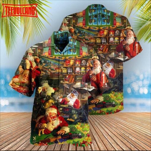 Train Merry Xmas Santa Toys Train Factory Hawaiian Shirt