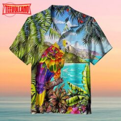 Tropical Print of A Caribbean St. Vincent Parrot Hawaiian shirt