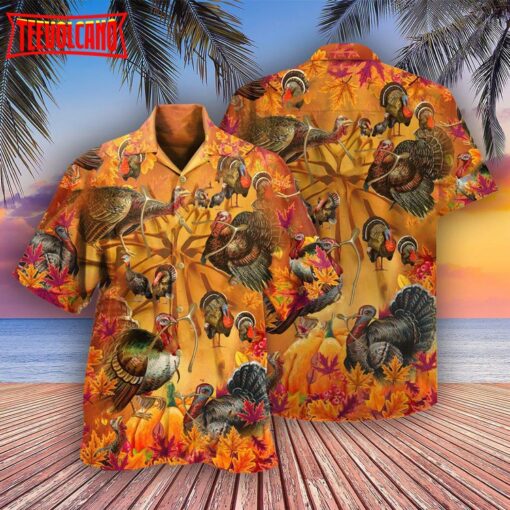 Turkey Happy Wishbone Thanksgiving Hawaiian Shirt