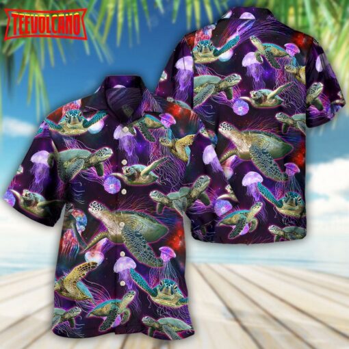 Turtle Neon Sea Art Hawaiian Shirt