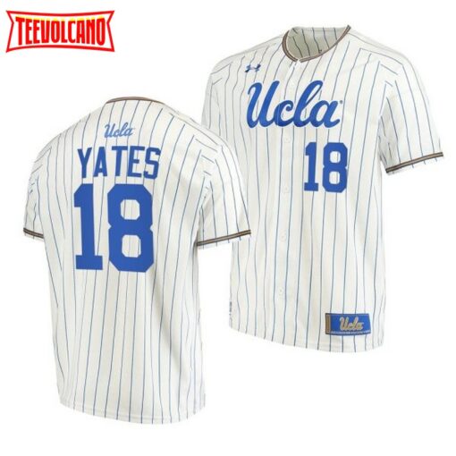 UCLA Bruins Carson Yates White Pinstripes College Baseball Jersey