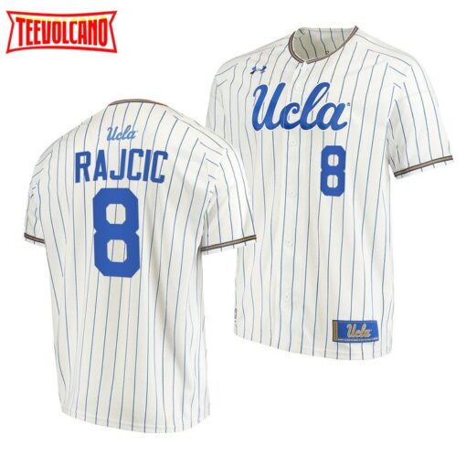 UCLA Bruins Max Rajcic White Pinstripes College Baseball Jersey