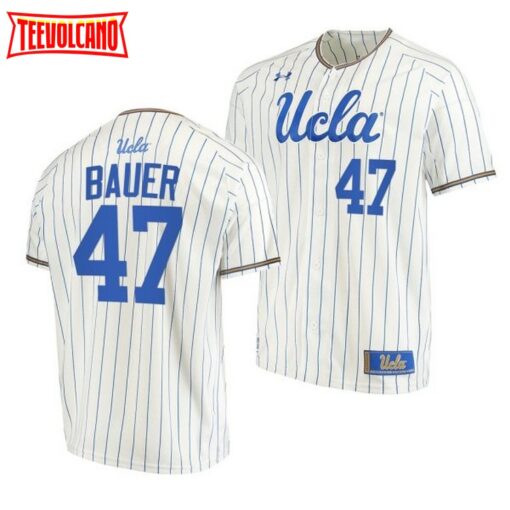 UCLA Bruins Trevor Bauer White Pinstripes College Baseball Jersey