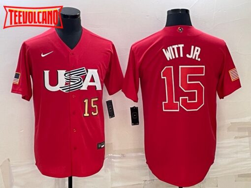 USA Bobby Witt Jr. Red Gold 2023 World Baseball Classic Jersey