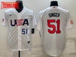 USA Brady Singer White Navy 2023 World Baseball Classic Jersey