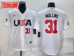 USA Cedric Mullins White Red 2023 World Baseball Classic Jersey