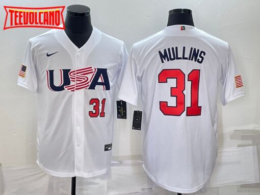 USA Cedric Mullins White Red 2023 World Baseball Classic Jersey