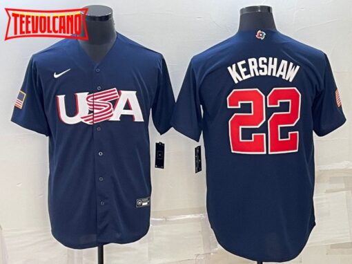 USA Clayton Kershaw Navy 2023 World Baseball Classic Jersey