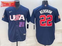 USA Clayton Kershaw Navy Royal 2023 World Baseball Classic Jersey