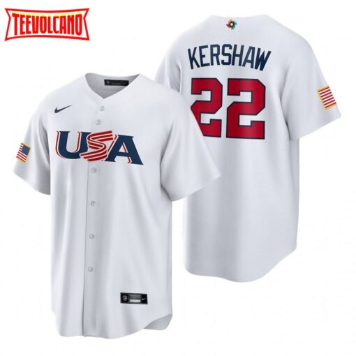 USA Clayton Kershaw White 2023 World Baseball Classic Jersey