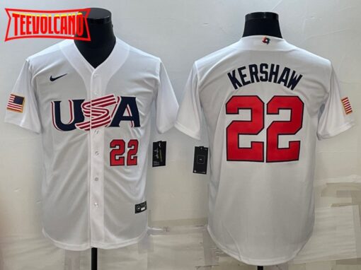 USA Clayton Kershaw White Red 2023 World Baseball Classic Jersey