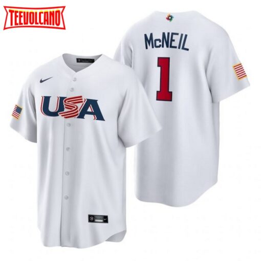 USA Jeff McNeil White 2023 World Baseball Classic Jersey