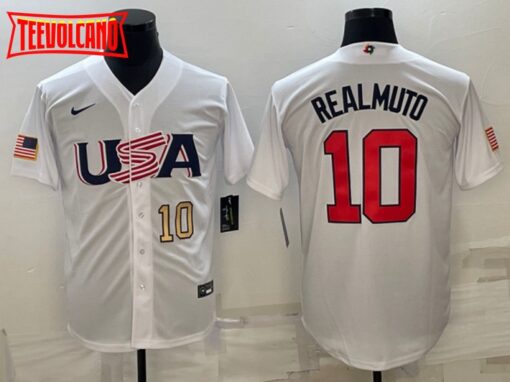 USA J.T. Realmuto White Gold 2023 World Baseball Classic Jersey