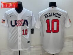 USA J.T. Realmuto White Red 2023 World Baseball Classic Jersey