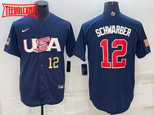 USA Kyle Schwarber Navy Gold 2023 World Baseball Classic Jersey