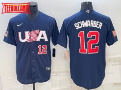 USA Kyle Schwarber Navy Red 2023 World Baseball Classic Jersey