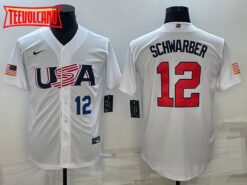 USA Kyle Schwarber White Navy 2023 World Baseball Classic Jersey