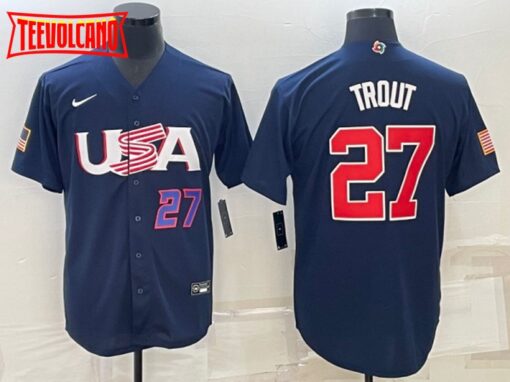 USA Mike Trout Navy Royal 2023 World Baseball Classic Jersey