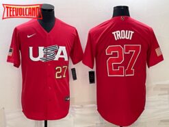 USA Mike Trout Red Gold 2023 World Baseball Classic Jersey