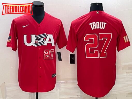 USA Mike Trout Red Red 2023 World Baseball Classic Jersey