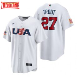 USA Mike Trout White 2023 World Baseball Classic Jersey