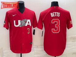 USA Mookie Betts Red Gold 2023 World Baseball Classic Jersey