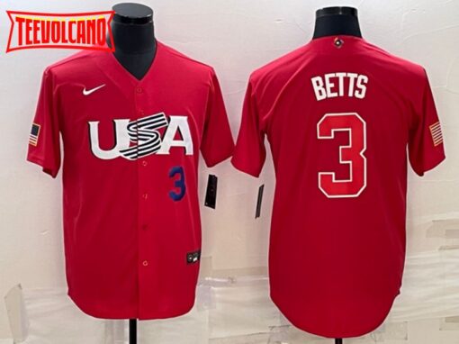 USA Mookie Betts Red Navy 2023 World Baseball Classic Jersey