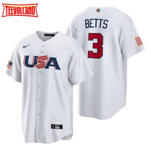 USA Mookie Betts White 2023 World Baseball Classic Jersey