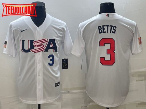 USA Mookie Betts White Navy 2023 World Baseball Classic Jersey