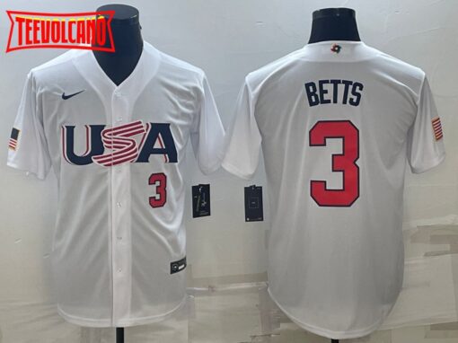 USA Mookie Betts White Red 2023 World Baseball Classic Jersey