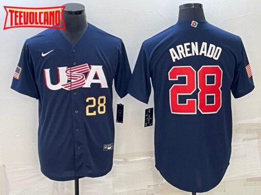 USA Nolan Arenado Navy Gold 2023 World Baseball Classic Jersey