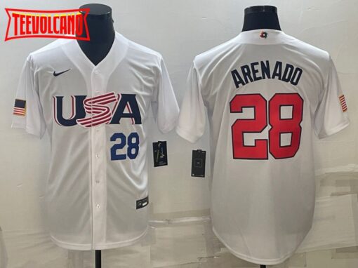 USA Nolan Arenado White Navy 2023 World Baseball Classic Jersey