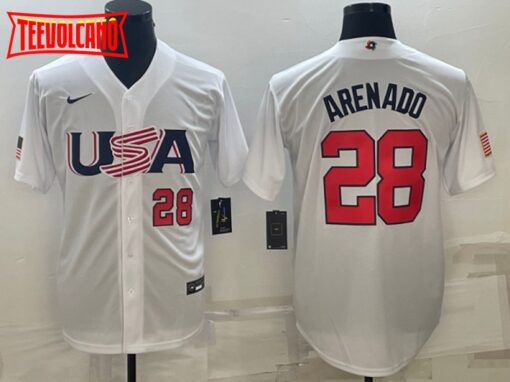 USA Nolan Arenado White Red 2023 World Baseball Classic Jersey