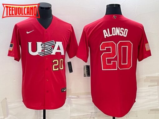 USA Pete Alonso Red Gold 2023 World Baseball Classic Jersey