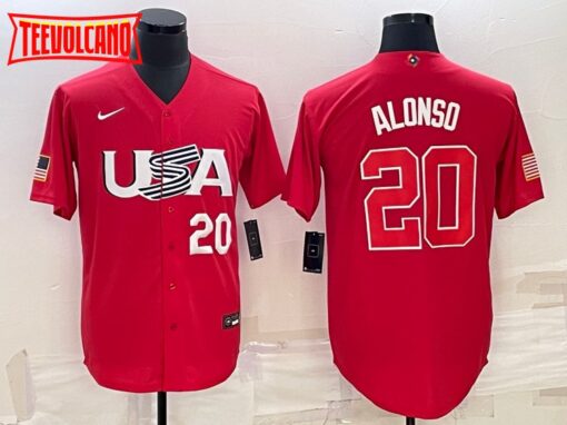 USA Pete Alonso Red White 2023 World Baseball Classic Jersey