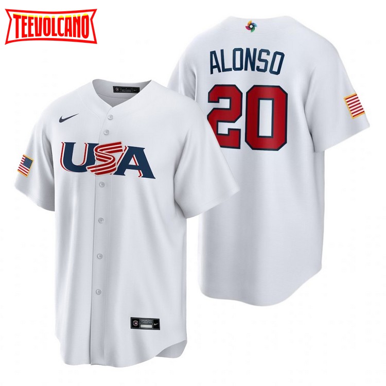 Pete Alonso 20 USA Baseball 2023 World Baseball Classic Jersey – White