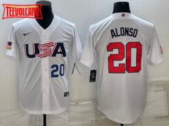 USA Pete Alonso White Navy 2023 World Baseball Classic Jersey