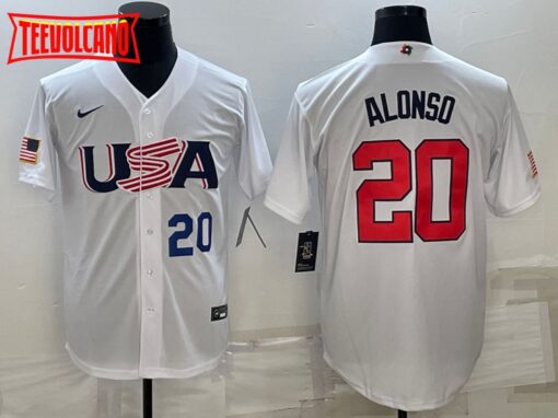 USA Pete Alonso White Navy 2023 World Baseball Classic Jersey