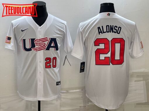 USA Pete Alonso White Red 2023 World Baseball Classic Jersey