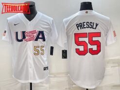 USA Ryan Pressly White Gold 2023 World Baseball Classic Jersey