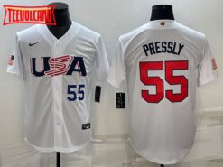 USA Ryan Pressly White Navy 2023 World Baseball Classic Jersey