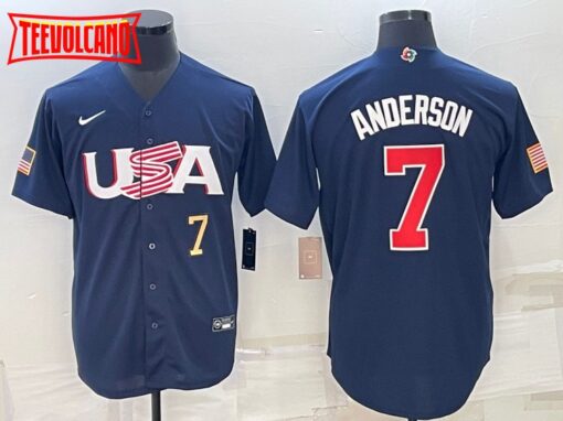 USA Tim Anderson Navy Gold 2023 World Baseball Classic Jersey