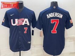 USA Tim Anderson Navy Red 2023 World Baseball Classic Jersey